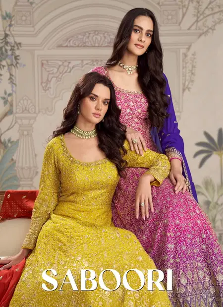 Saboori By Sayuri Gerogette With Embroidery Work Gown With Dupatta Wholesale Online